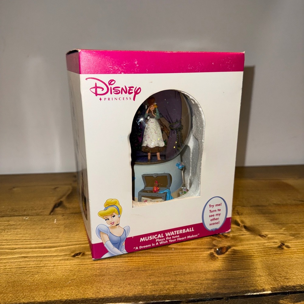 Disney Cinderella Musical Waterball Enesco Dream Is A Wish Snow Globe Box